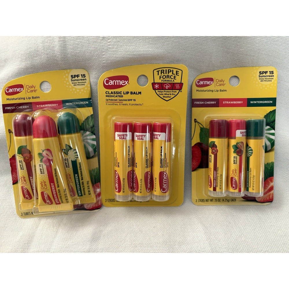 NEW  Christmas Carmex Lip Balm Pack W/ Classic Carmex & Variety Pack 3 Packs